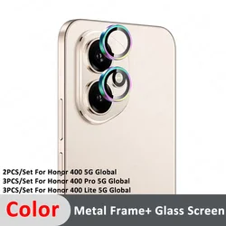 Enhanced Camera Protector with 9H Tempered Glass and 3D Metal Lens Ring Cap for Honor400 Lite Global (Colorful 03)
