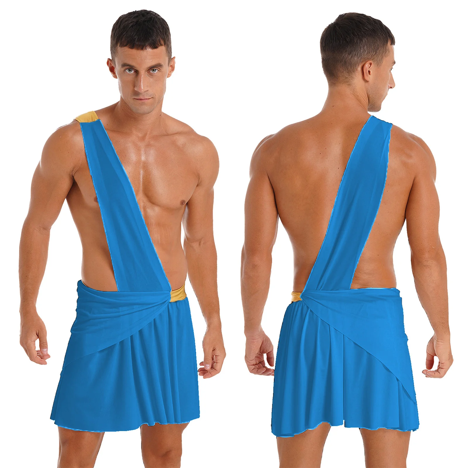 Traje de cosplay de gladiador de dios griego antiguo para hombre, vestido con volantes, vestidos con cinturón fruncido metálico, disfraz de caballero guerrero de Halloween