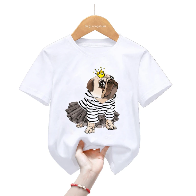 

Princess Pug Animal Print T Shirt Girls/Boys Funny Dog Love Music Tshirt Harajuku Kawaii Kids Clothes Summer Fashion T-Shirt