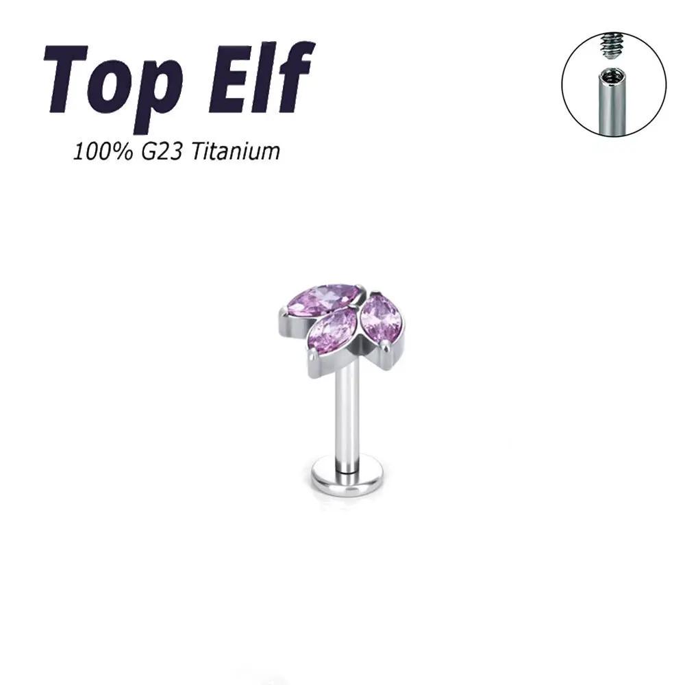 G23 ASTM F136 Titanium Piercing Jewelry Labret Earring Studs Ear Piercing Internal Threaded Body Jewelry Accessories