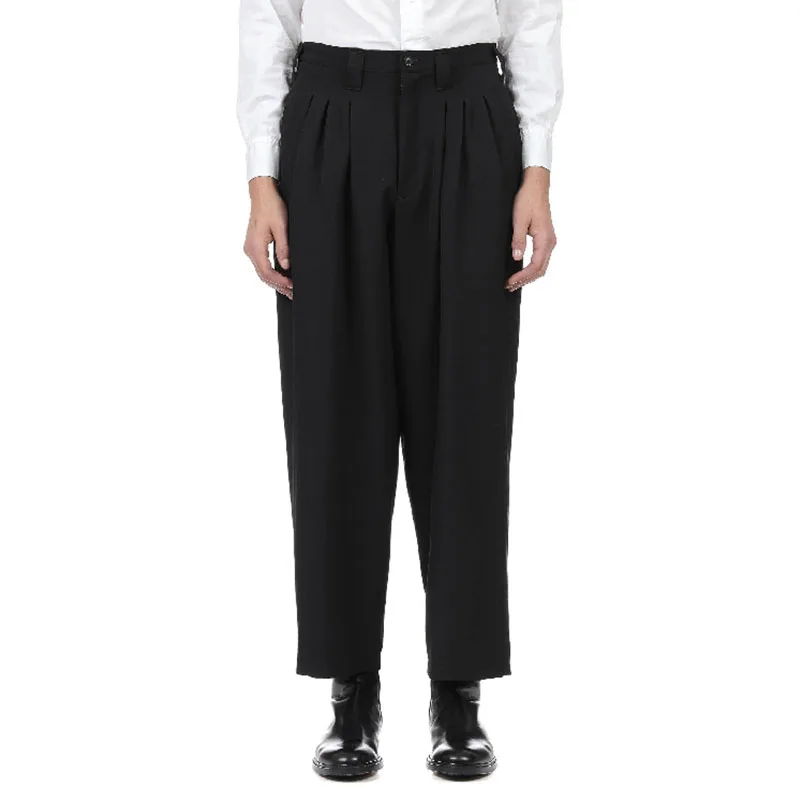 

High quality men's casual pants loose large size men's trousers dark black trend pants Runway fashion