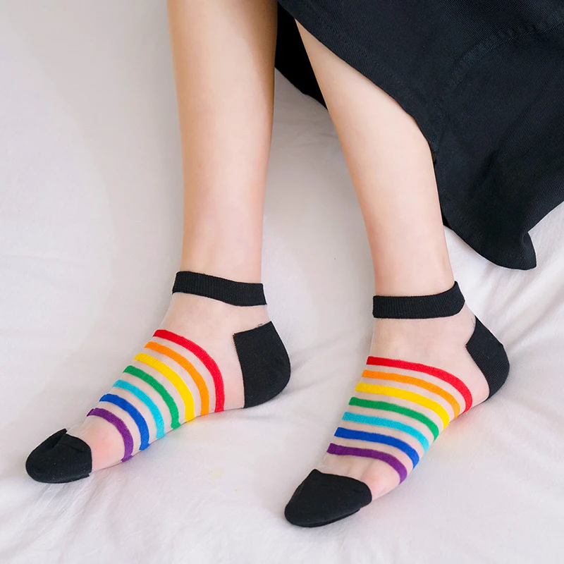 1 Pair Women Girls Korean Fashion Dots Ankle Socks Antislip Silk Stockings  Students Boat Socks