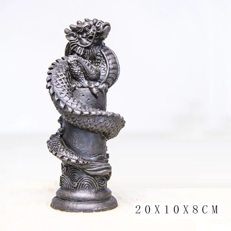 Creative Dragon Around Pillar Sculpture Art for Home Decoration Simulation Resin Gift Office Wine Cabinet Study Living Room, 1Pc