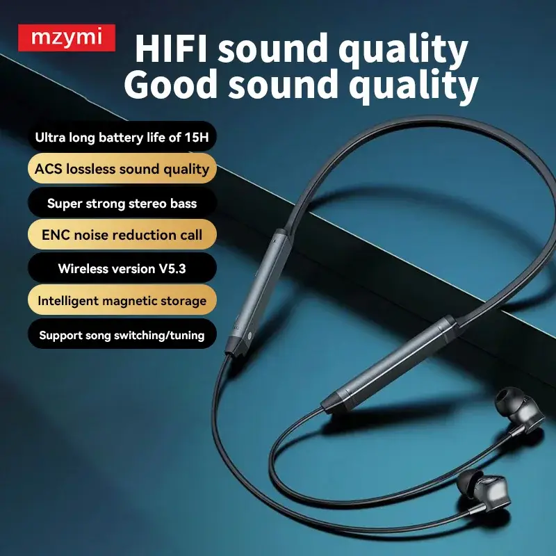 MZYMI BS09 Neckband Bluetooth5.3 Headset Hifi Sound Sport Earbuds In Ear Headphones TWS Wireless Earphones Waterproof For XIAOMI - Image 9