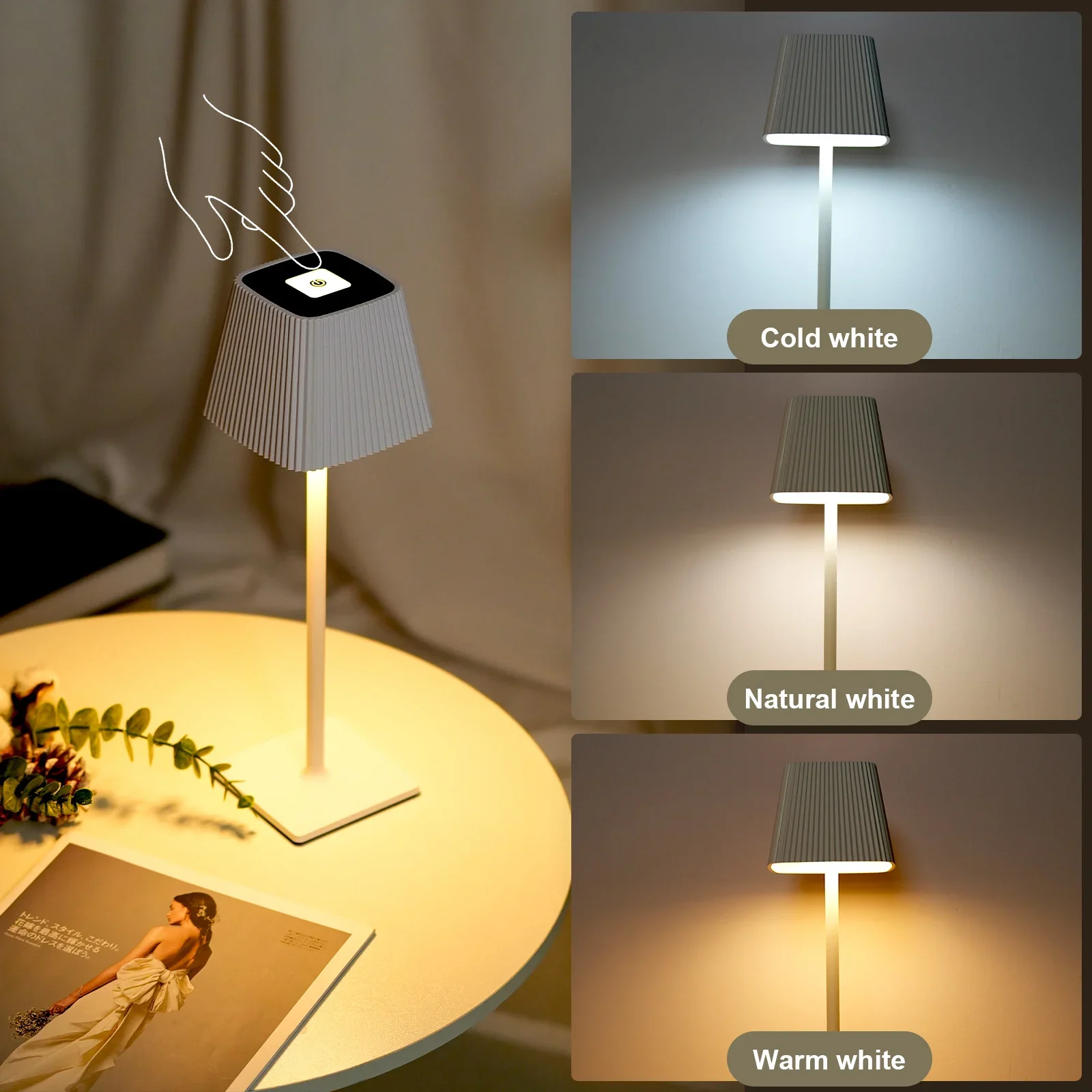 

Modern Pleated Table Lamp: Easy DIY Assembly, Versatile Use, Sturdy Metal Construction, and Long-Lasting Battery Life