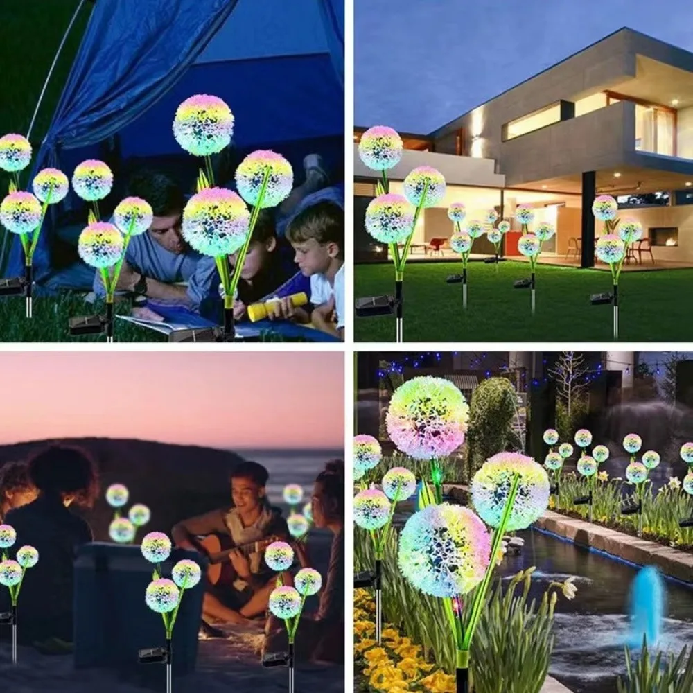 

2 Modes LED Solar Dandelion Lamp Wedding Party Garden 1/3 Heads Lawn Lamps Waterproof Decoration Garden Floor Light Outdoor