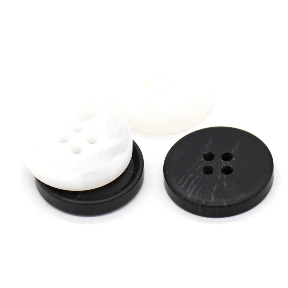 EQUBO 15/18/21/25mm 4 Holes White Black Horn Pattern Resin Buttons for Clothes Men Coat Suit Jacket Sewing Accessories Wholesale 3