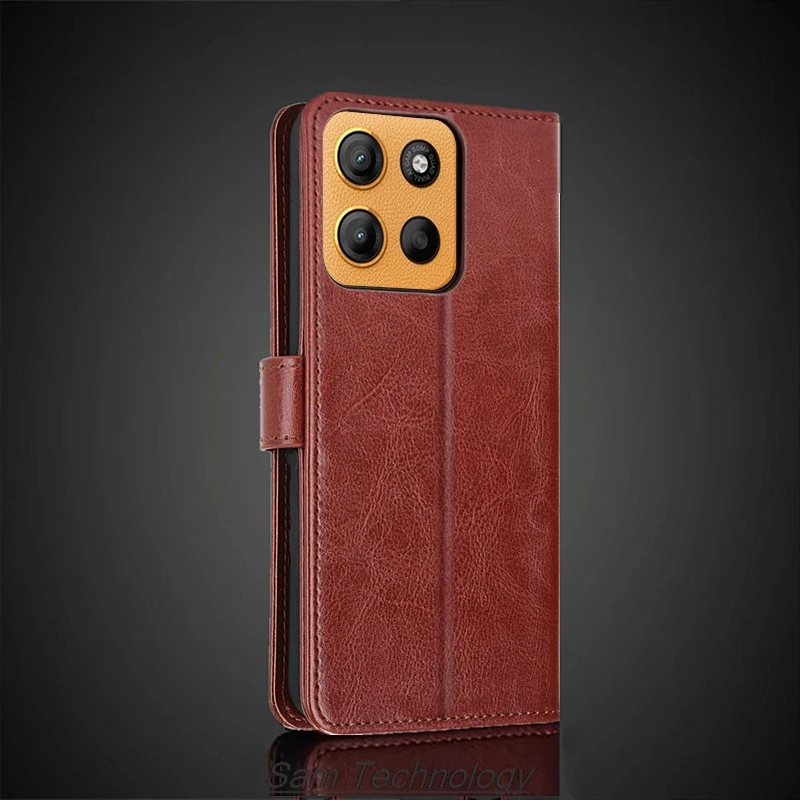 Premium PU Leather Flip Wallet Card Holder Case - Retro Business Cover