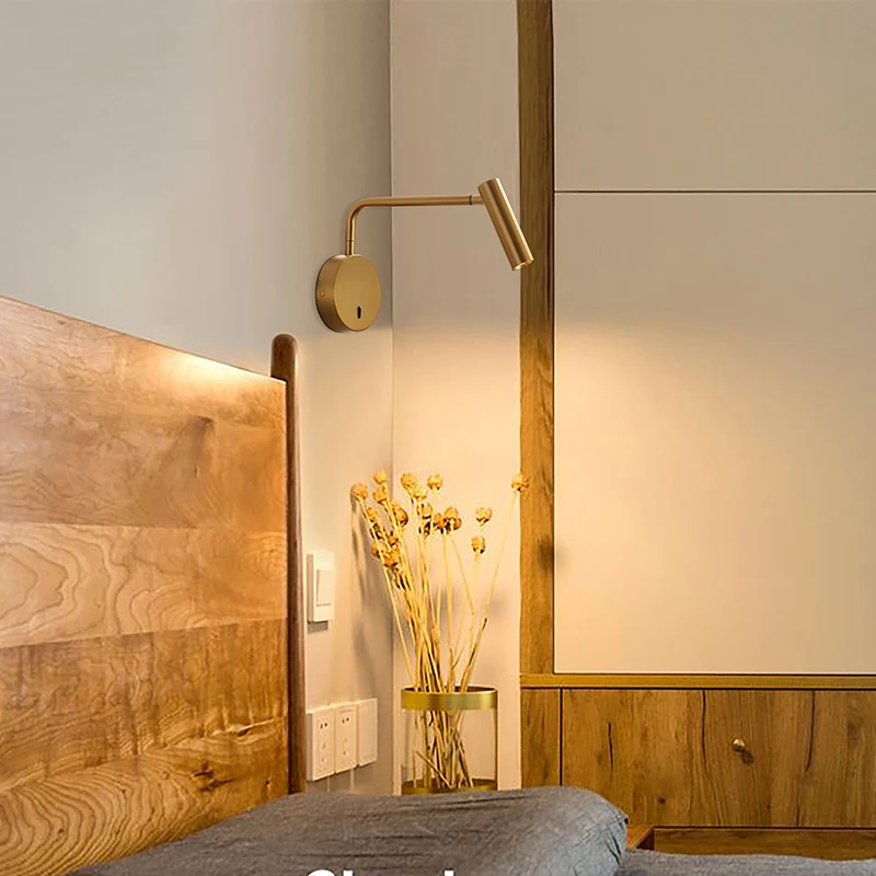 

Nordic LED Wall Lamp With Switch Spotlight Decoration For Home Living Room Hotel Bedroom Bedside Wall Sconce Rotatable lighting