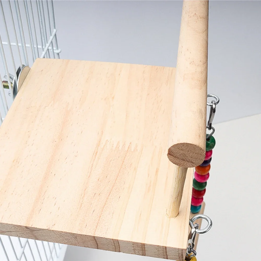 Bird Stand Platform Swing Toys Wooden Parrot Swing Toy Suspension Bridge Climbing Frame with Chewing Beads Birdcage Accessories 3