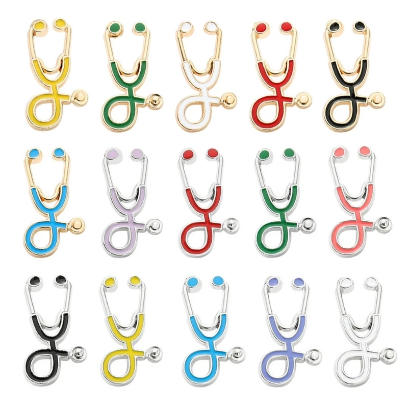 

15pcs Mini Stethoscope Brooch Pins Creative Badge Banquet Scarf Pins Clothes Lapel Pin Doctors Nurse Student Graduation