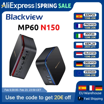 [Prima mondiale] Blackview MP60 nuovo Mini PC Windows 11 PC Intel N150 16GB 512GB SSD 4K HD Doble HDMI Dual-Band 2.4G