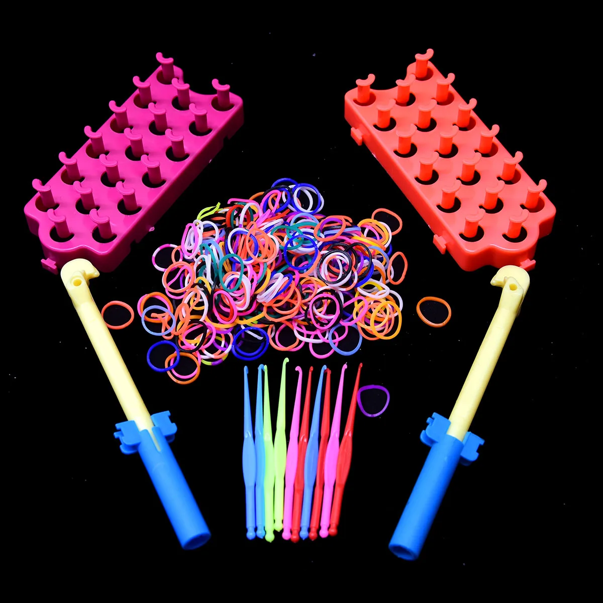 Loom Band Kit Loom Band Weaver Kit Jewellery Making Kit Friendship Bracelet Making Kit Rubber Band Bracelet Kit Loom Band Weaver Fashion Rubber Band Loom Weaver Kit for DIY Elongated Knitting Machine Bracelets Weaving Frame Bands Hook Arts Crafts DIY Toys