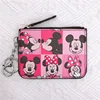 Cartoon Minnie Mickey Mouse Coin Purse Zipper Card Wallet for Women Student Campus Card Holder Bus Card Bag with Keychain 5