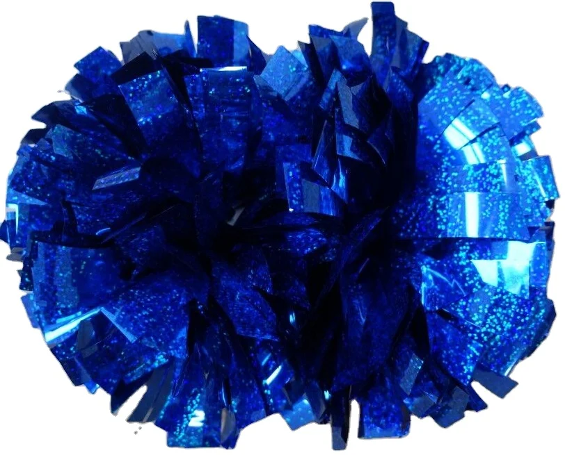 Blue metallic colorful Poms,4" 6" 8" 10" cheer pom poms,golden poms
