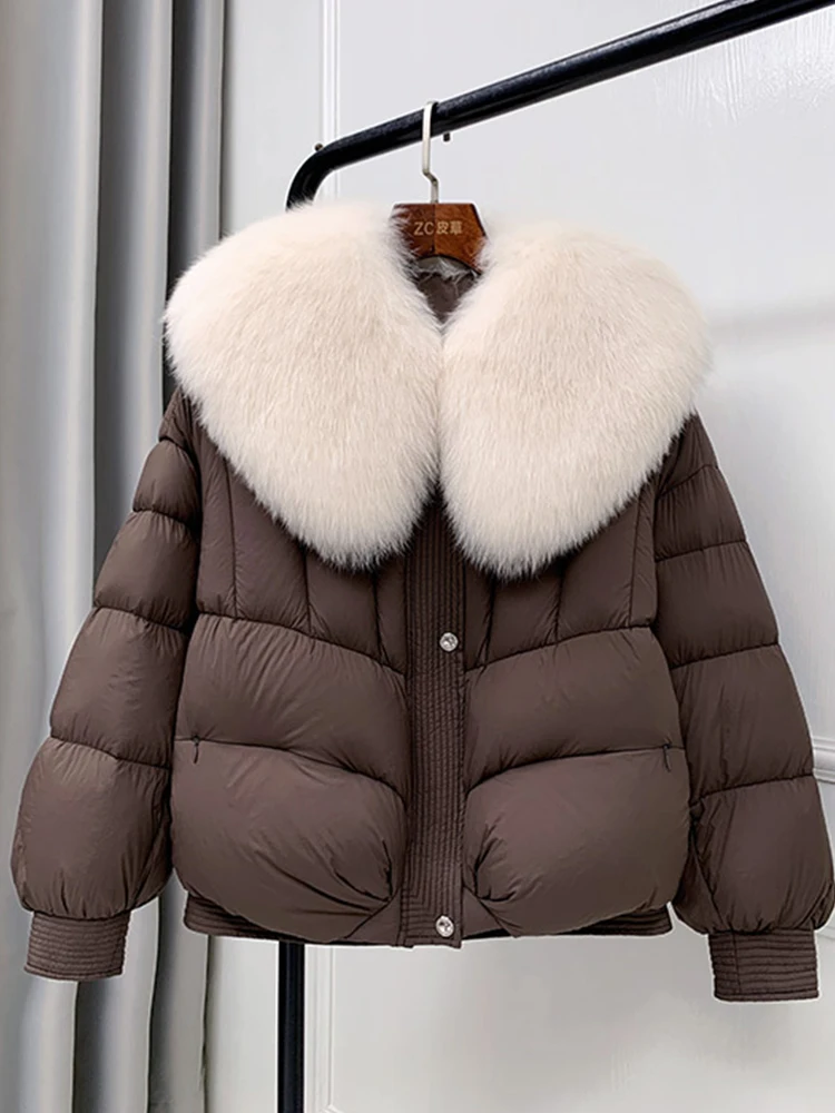 

New Fashion Winter Natural Fox Fur Collar Coats Women Goose Down Jacket Parka Puffer Jackets Outwear Female Luxury Coats