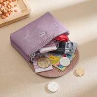 Genuine Leather Short Coin Wallets Card Holder Bag Case Portable Retro Cowhide Small Money Purse For Men Women Earphone Pouch 1