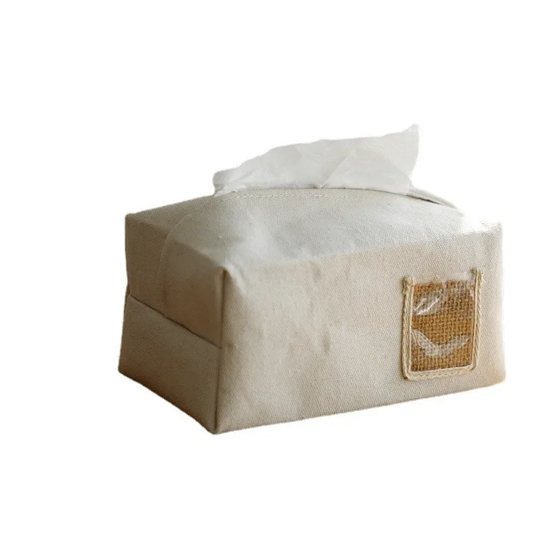 

Simple Cotton and Linen Tissue Bag Creative Dining Table Drawer Paper Towel Household Storage Bag