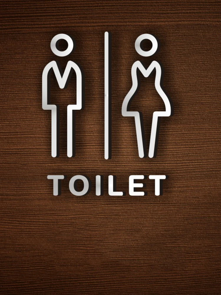 Description Picture 6 of itemNordic Silver Matte Toilet Sign Plate Acrylic 3D Wash Room Door Wall Label Sticker Wc Bathroom Signage Board Art Shop Home Decor