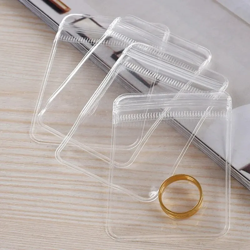 Storage Bag 100 PCS PVC Self Sealing Jewelry Bag Thick Necklace Bracelet Ziplock Bag Ring Storage Holder Anti-oxidation storage bag