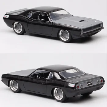 1:24 Jada 1973 Plymouth Barracuda Scale Vintage Diecast Toy Vehicle Metal Pony Auto Muscle Racing Car Model Collectibles