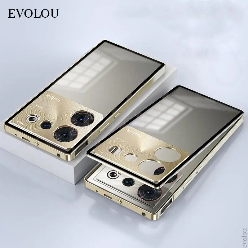Shockproof Aluminium Alloy Phone Case with Tempered Glass Back