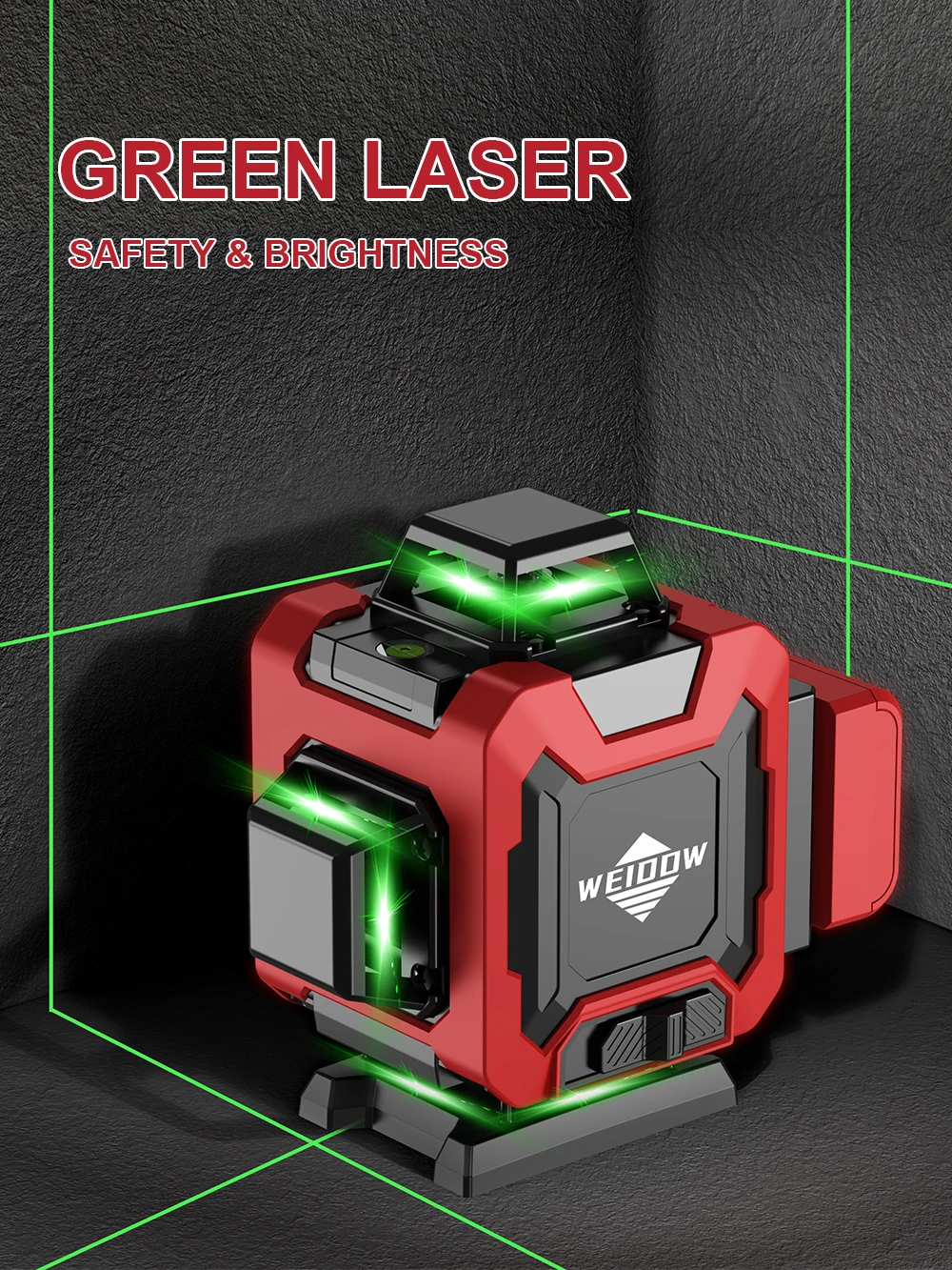 Laser Level Laser Level Tripod WEIDDW Professional Laser level 4D 16 Lines with 39.37 Inch (1M)Tripod 360&deg;Self-leveling Laser Levels Green Beam Nivel