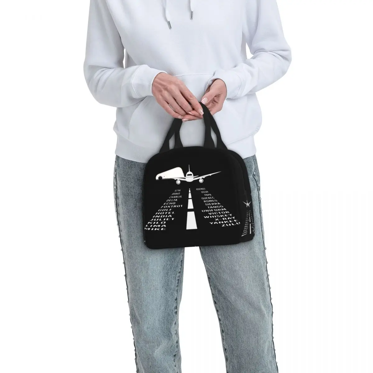 Airplane Phonetic Alphabet Pilot Gift Insulated Lunch Bag Thermal Bag Lunch Container Aviation Plane Fighter Tote Box