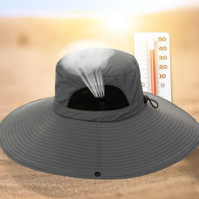 1pc Foldable outdoor large brim UV resistant hat for men, summer sun protection hat, versatile fisherman hat for men