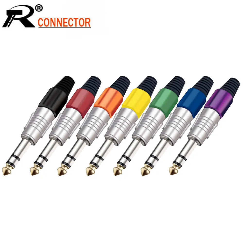 10pcs/lot 3 Poles 6.35mm Stereo Plug 1/4" Connector Microphone Guitar