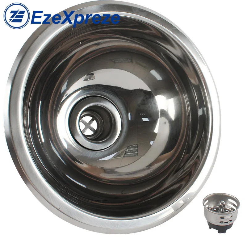 RV Stainless Steel Hand Wash Basin Sink Round boats and yachts Caravan Motorhomes Camper trailer Accessories