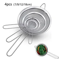 1/3/4Pcs/Set Stainless Steel Wire Fine Mesh Oil Strainer Flour Colander Sieve Sifter Pastry Baking Tools Kitchen Accessories