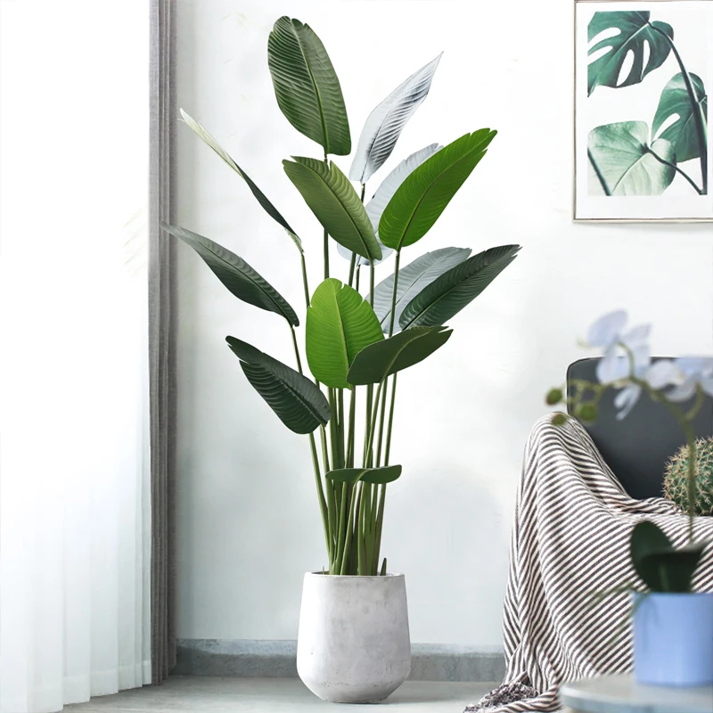 

200cm Tropical Plants Large Artificial Tree Potted Fake Banana Leaves Big Silk Palm Leaf For Home Outdoor Office Shop Room Decor