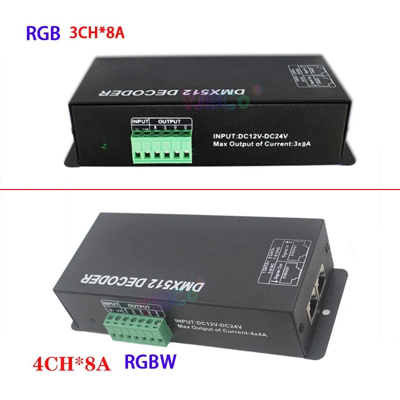 3CH/4CH RGB/RGBW LED Strip Controller  DMX512 decoder DMX to PWM  digital display 3CH*8A 4CH*8A Light Tape Dimmer