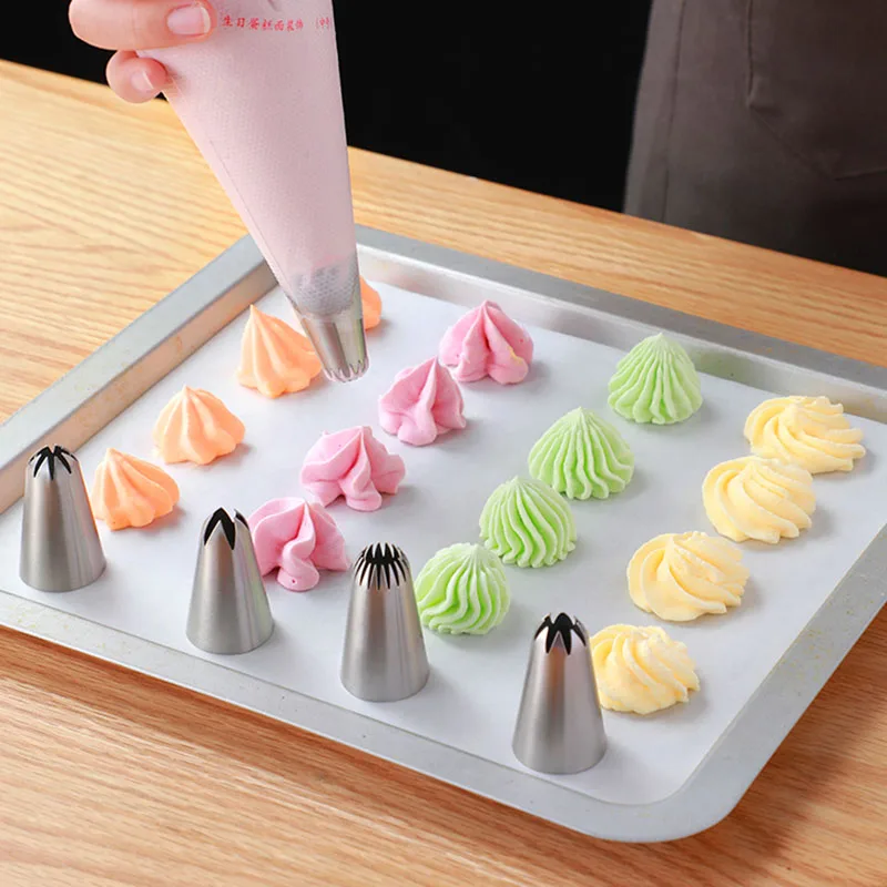 Large Nozzles Sets Cake Icing Tips Piping Pastry Bag Bakery Puff