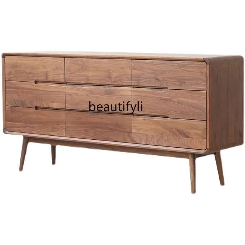 

Solid Wood Porch Chest of Drawers Bedroom Drawer Storage Cabinet Simple Modern Light Luxury Sideboard Cabinet Furniture