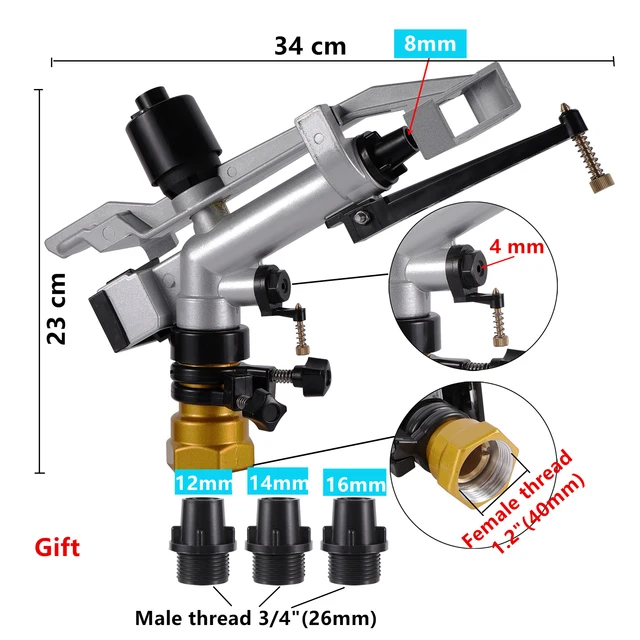 1.2 "Női Szál Távolsági Spray -Sprinklerek Fegyverkert Mezőgazdaság Farm Öntözési Pisztoly Öntözők Fúvókák 4/8/10/12/11/16 Mm - Image 2