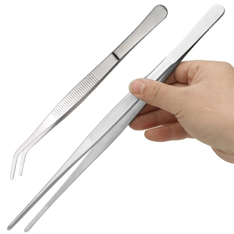Tweezer Tool Stainless Steel Elbow Tweezers Aquarium Clip Long Tongs Medical Tweezers Forceps Pet Feeding Non slip