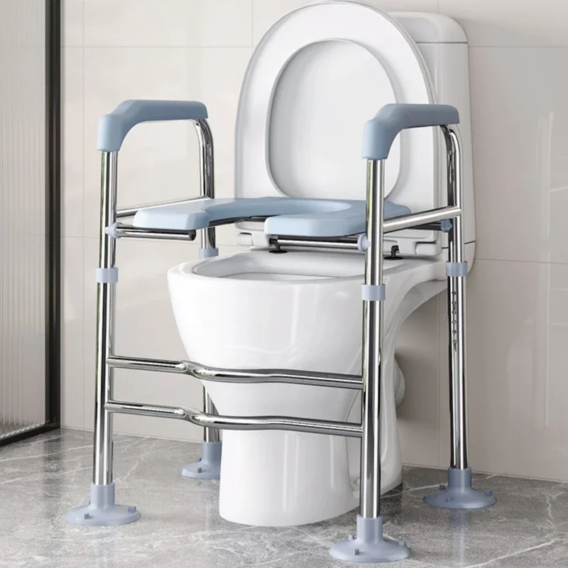Toilet Booster Chairs with Handrails Portable Elderly Toilet Seat Easy Clean CommodeToilet Senior Mobility Aids Bathroom Helper