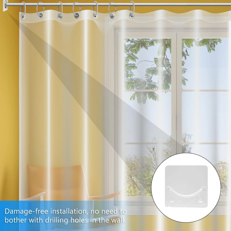 2Pcs Shower Curtain Rod Mounting Bracket Punch Free Adhesive Rod Mounting Fixture Shower Curtain Hook Bathroom Accessories shower curtain bracket