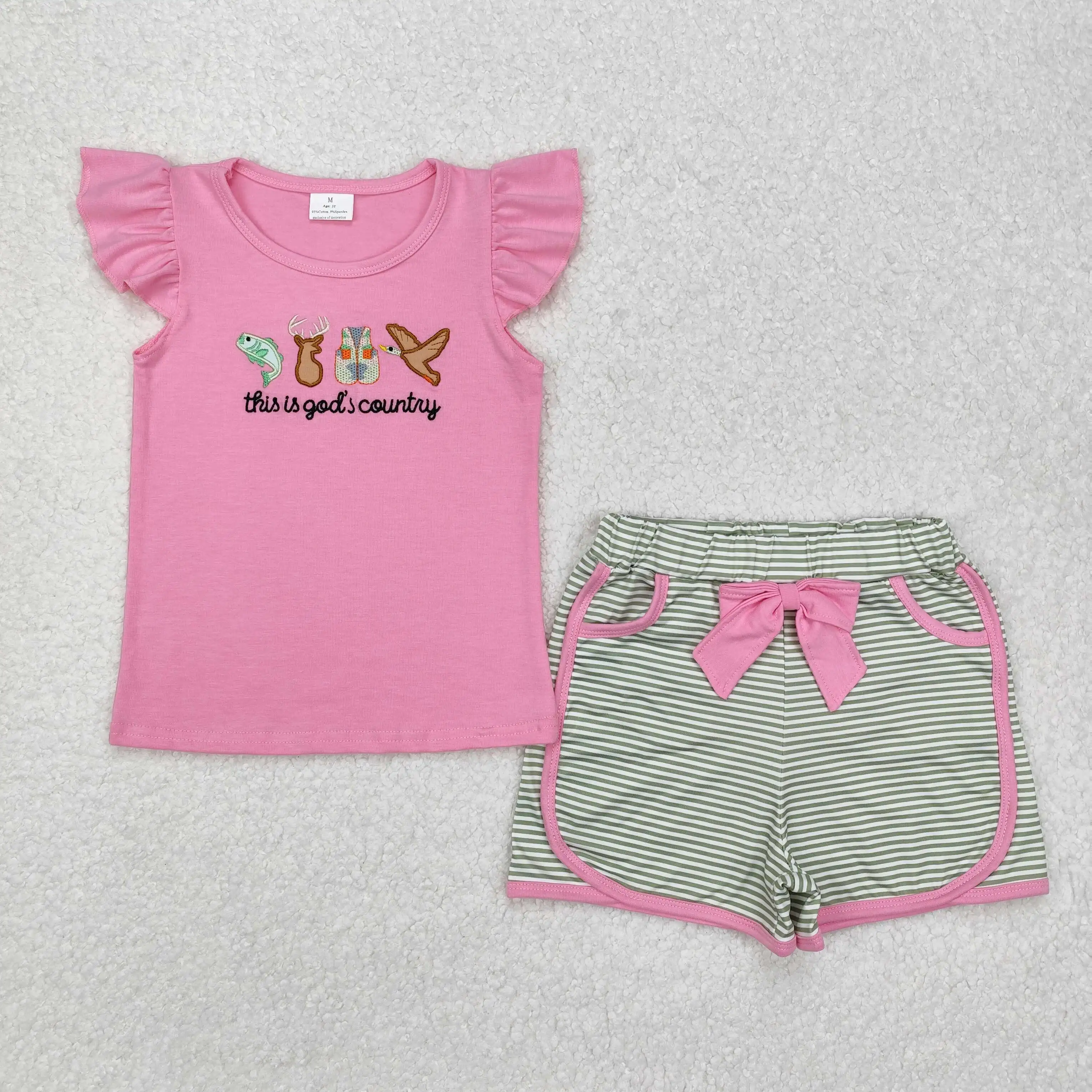 Baby Boy Girl Clothes Embroidery Country Fish Deer Duck Sibling Clothing Infant Girls Boys Rompers Outfits Matching