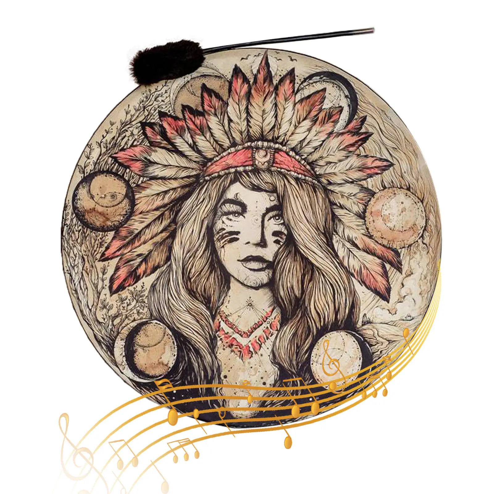 Shaman Drum Hand Drum Native American With Drumstick Frame Shamanic Spiritual Gifts For Meditation Yoga Musical