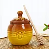 Creative Cartoon Pattern Vintage Ceramic Honey Jars with Wooden Stirring Stick Kitchen Organizer and Food Storage Container 1