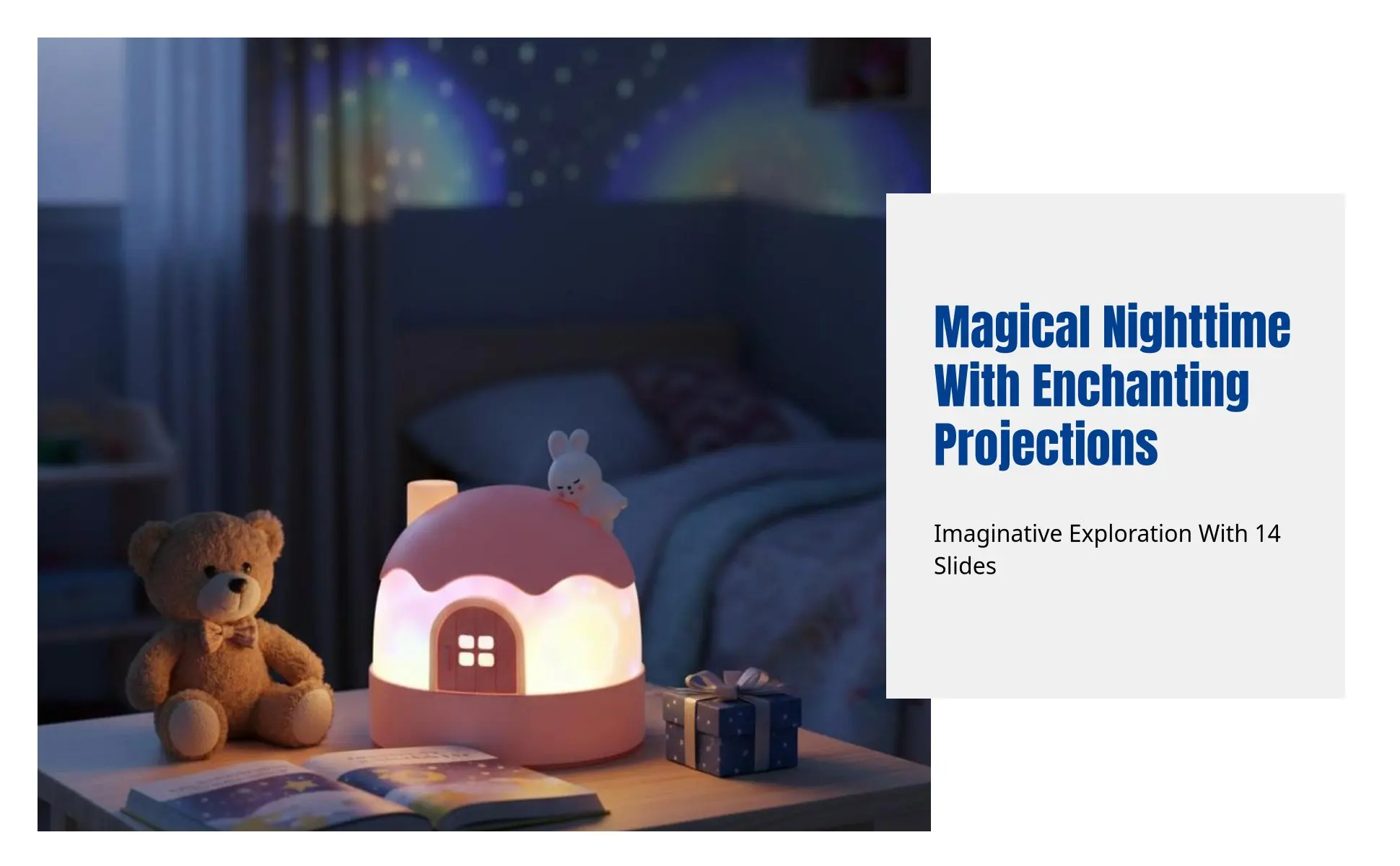 Cartoon Bunny Star Projector, Night Light Music Box for Kids, Rotating Galaxy Lamp, Girls Bedroom Ceiling, Timer