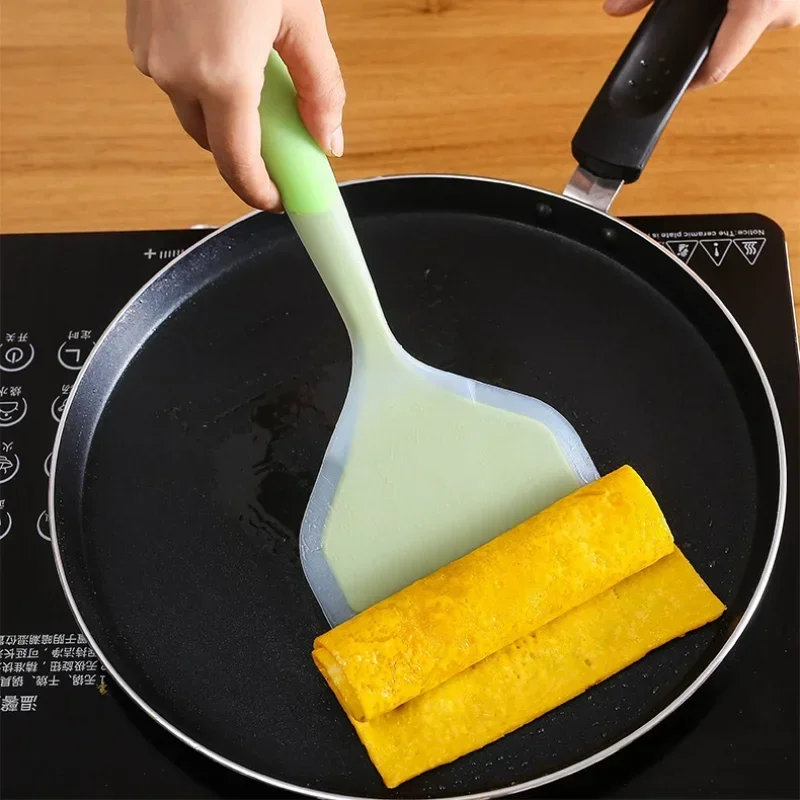 Silicone Pancake Turner Non-stick Fried Egg Turner Beef Meat Pizza Clips Food Grade Spatula BBQ Kitchen Tools
