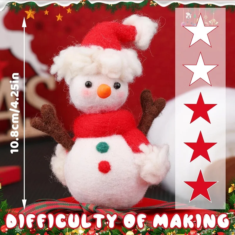Cute Beginners Wool Felting Supplies with Instructions Starter Kit with Needle Felting Set for Christmas Children's Day