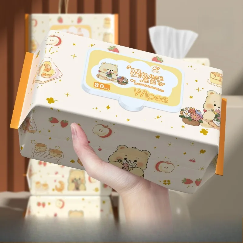 Baby Wipes 80 Pumping Baby Hand Wipes Paper Household Cleaning Wet Wipes