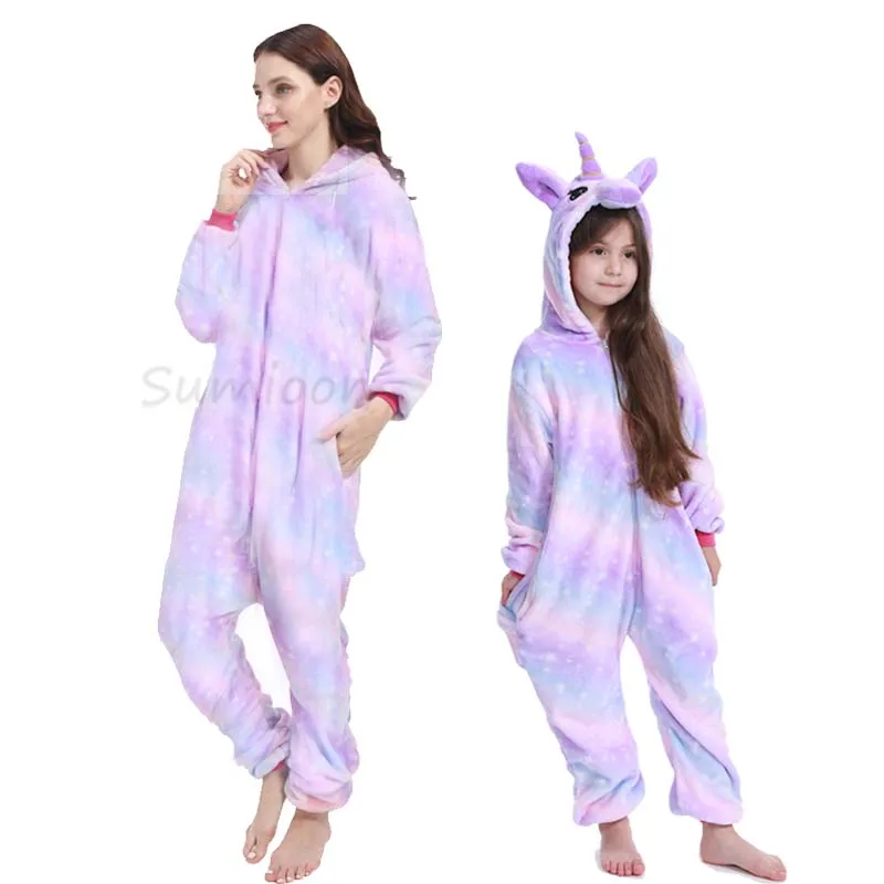 baby clothes brands Kigurumi Panda Animal Adults Unicorn Onesies Pajamas Flannel Boy Girl Unicornio Sleepwear Kids Pyjamas Licorne Cosplay Costumes baby nightgown newborn Sleepwear & Robes