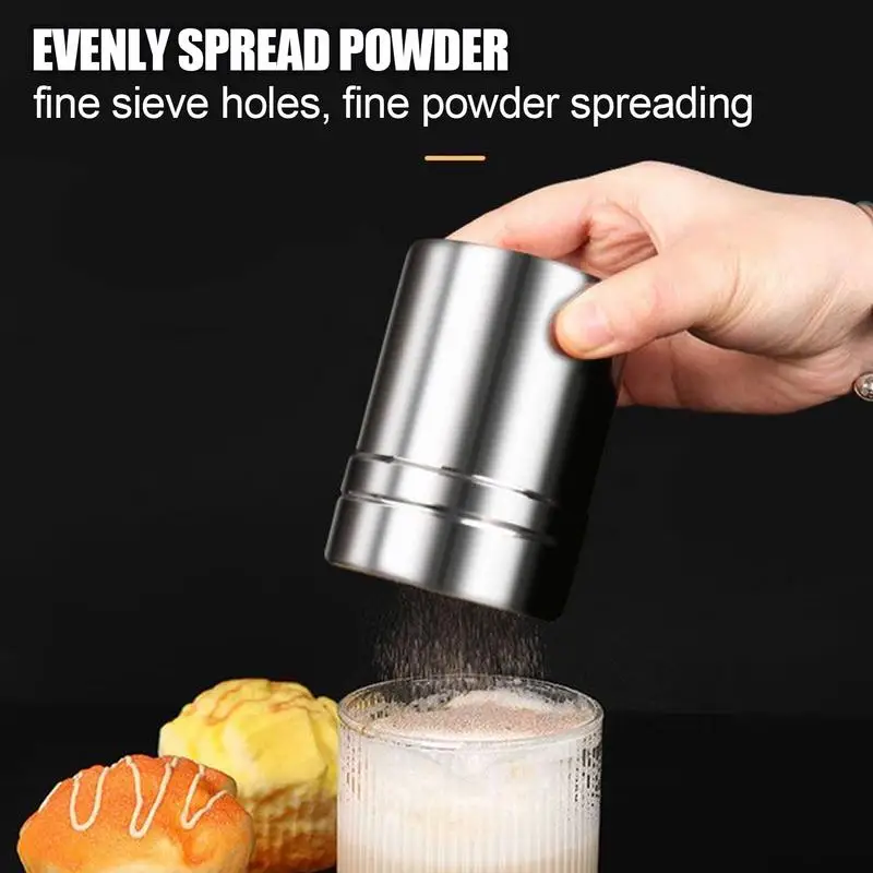 1pcs Powder Sugar Shaker Duster Dredges Stainless Steel Powder Sugar Shaker Cans Jars For Salt Spices And Cocoa