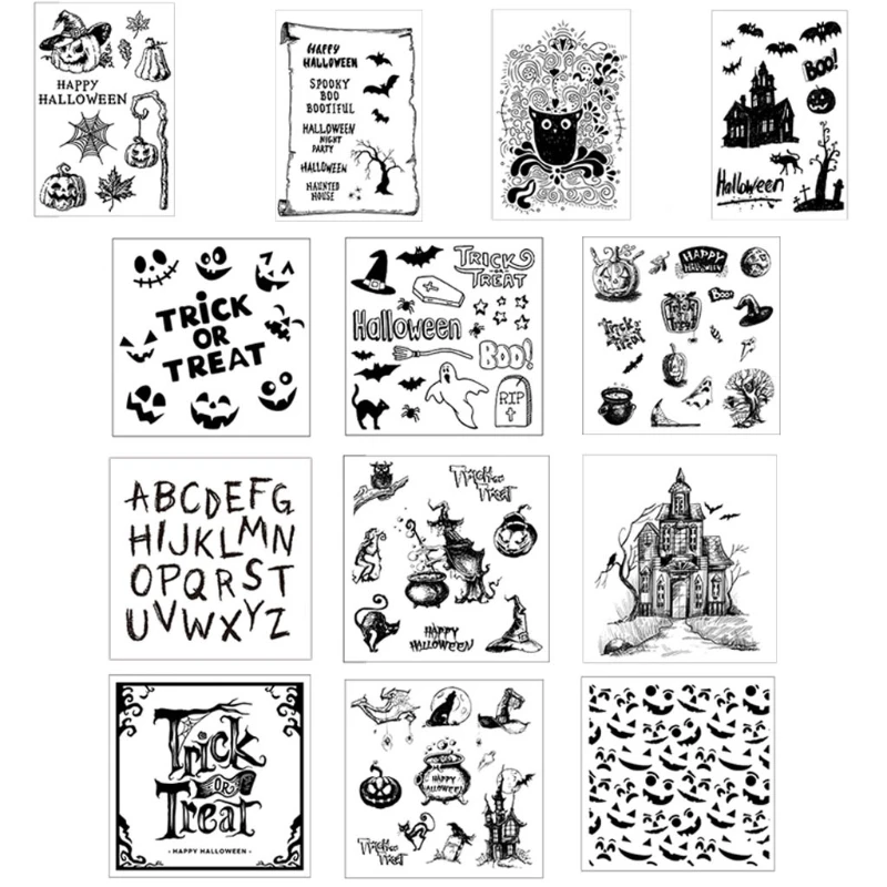 Decorative Stamps Sheet Transparent Silicone Seal Clear Stamp For DIY Craft Card Photo Album Making Happy Halloween Prop clear stamps clear rubber stamps
